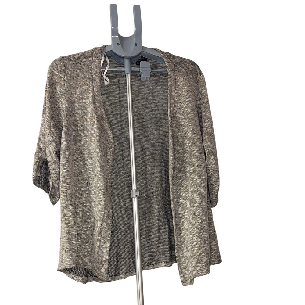 Simply Irresistible Petite XL Grey Marled Open Front Cardigan Elbow Sleeve Knit